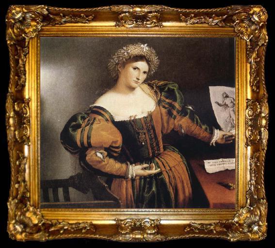 framed  Lorenzo Lotto Portrait of a Lady as Lucretia, ta009-2